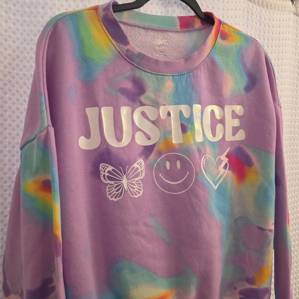 JUSTICE TYE DIE PURPLE SWEATSHIRT GIRLS SIZE XL 16/18 EXCELLENT